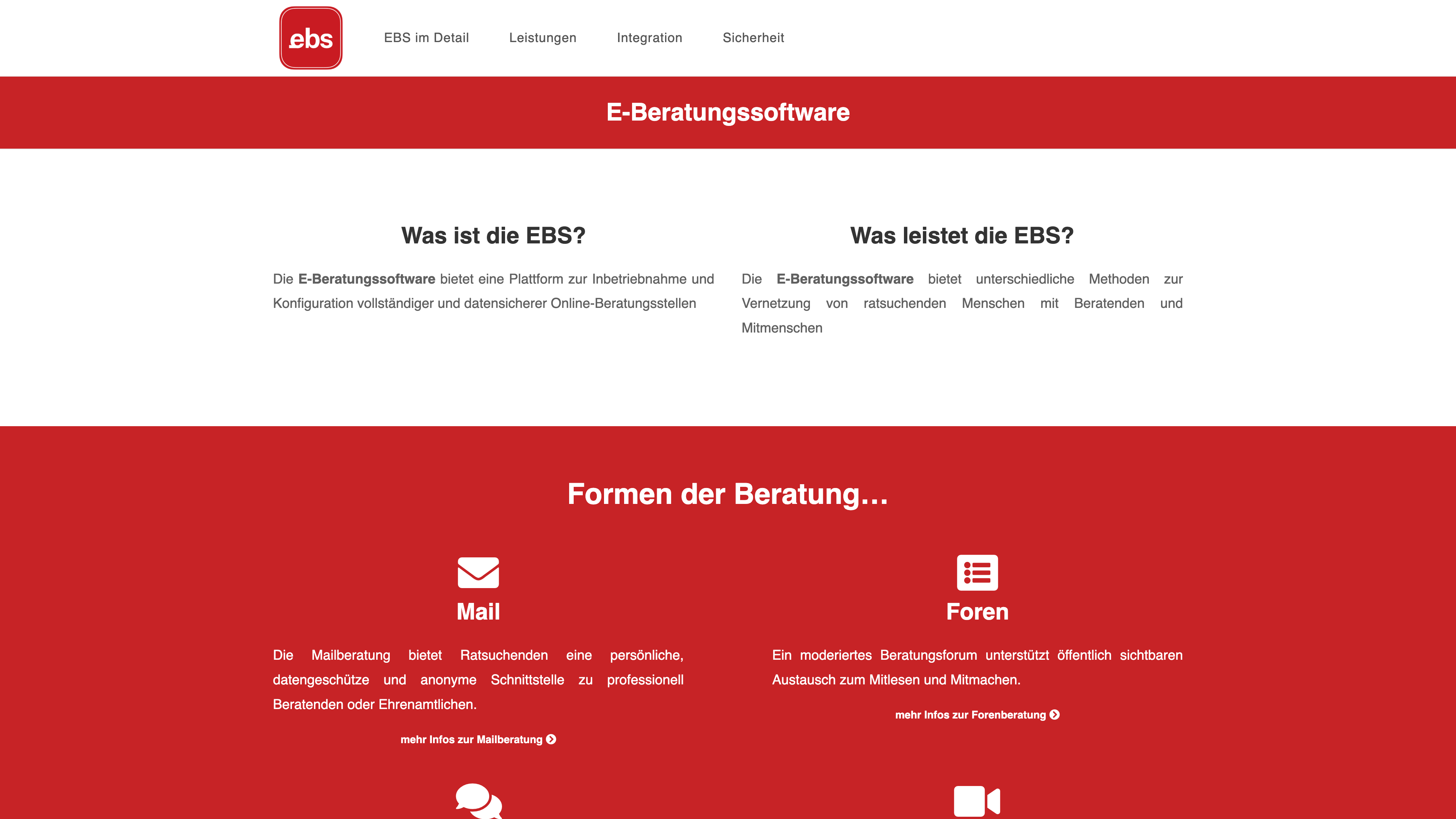 E-Beratungssoftware platform interface showing secure online counseling services